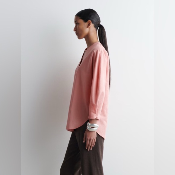 COS V-NECK LINEN-COTTON SHIRT M - Picture 3 of 9